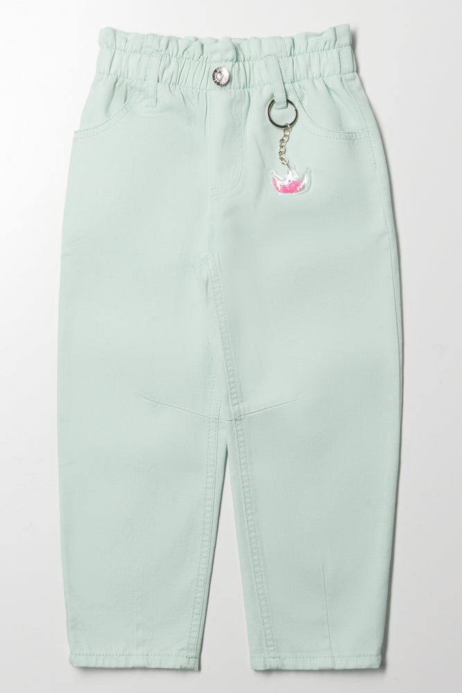 Relaxed Paperbag Denim Jeans Aqua