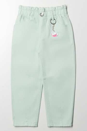 Relaxed Paperbag Denim Jeans Aqua
