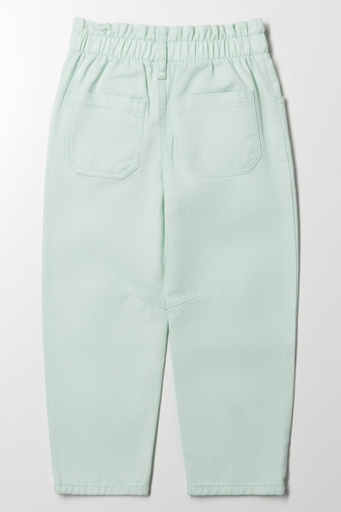 Relaxed Paperbag Denim Jeans Aqua (2)