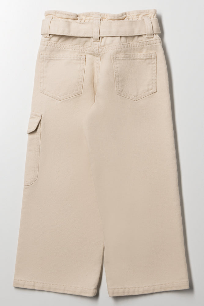 Wide Leg Denim With Belt Natural (2)