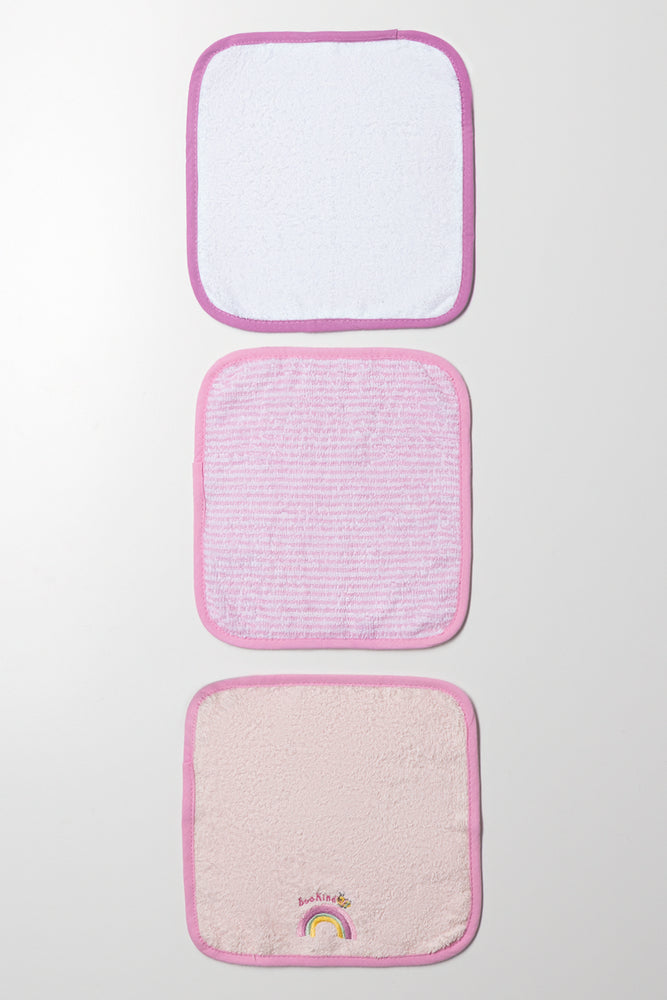 3 Pack Face Cloth White And Pink