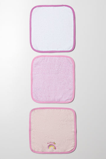 3 Pack Face Cloth White And Pink