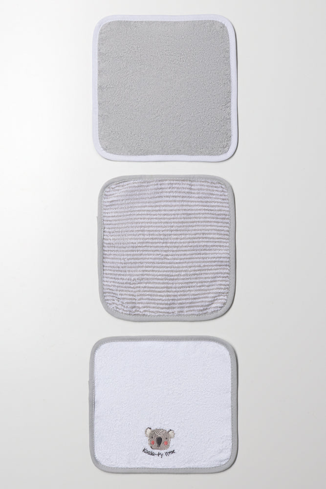 3 Pack Face Cloth Grey And White