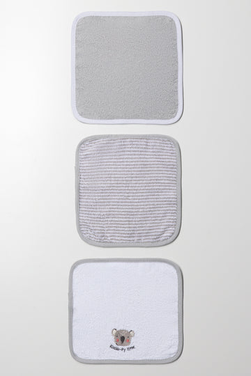 3 Pack Face Cloth Grey And White