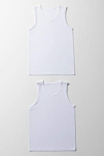 2 Pack Sleeveless Vests White