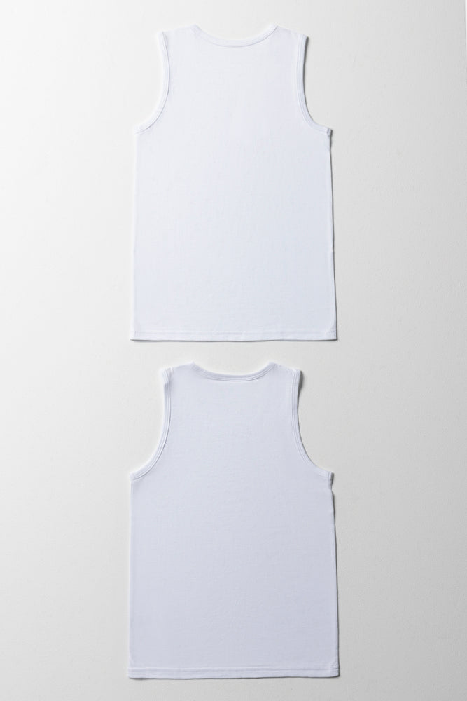 2 Pack Sleeveless Vests White (2)