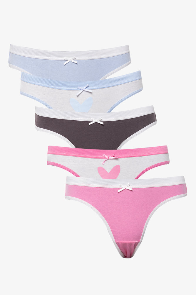 5 Pack Heart Bikini Panties Multi