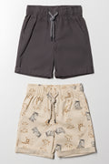2 Pack Shorts Grey And Natural