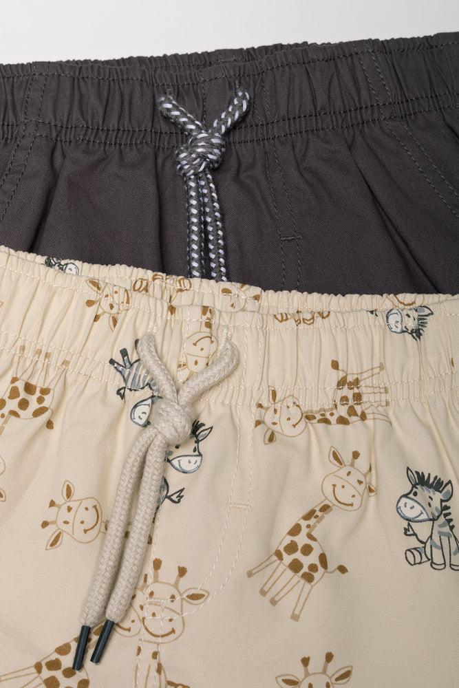 2 Pack Shorts Grey And Natural