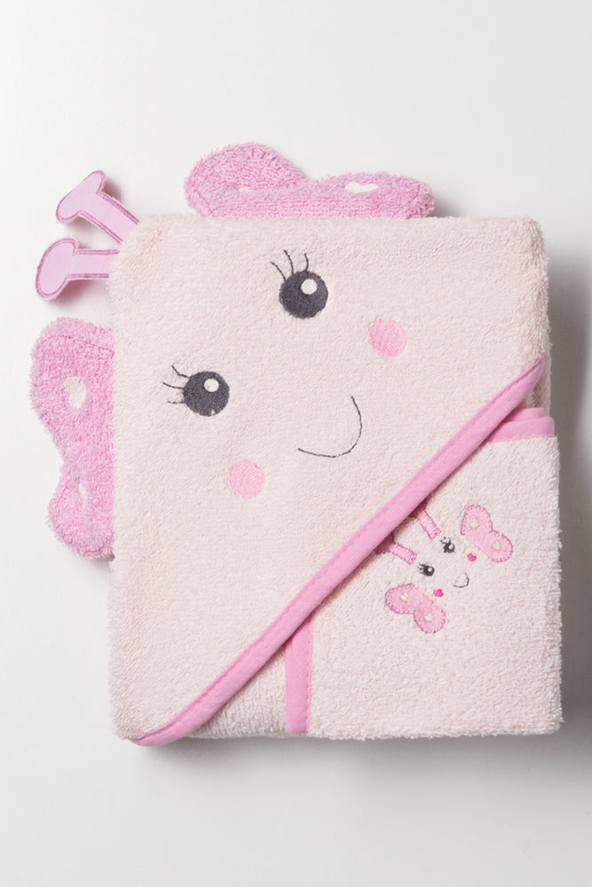 2 Pack Butterfly Towel Pink