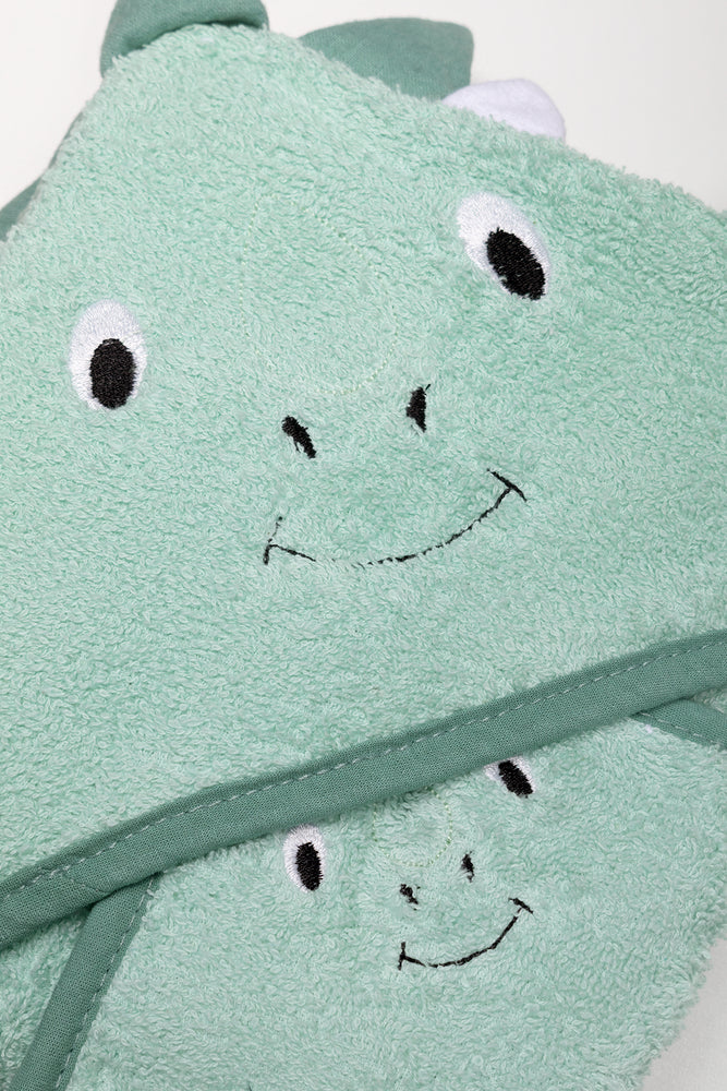 2 Pack Dinosaur Towel Green (1)