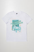 Earphones Short Sleeve T-Shirt White