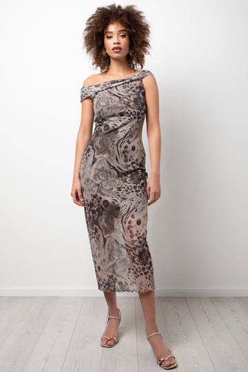 Mesh Bodycon Dress Natural