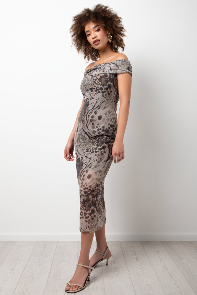 Mesh Bodycon Dress Natural (1)
