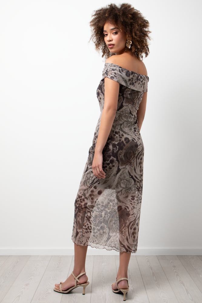 Mesh Bodycon Dress Natural (2)