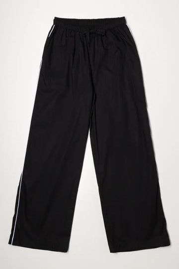 Pull On Pants With Side Stripe Black