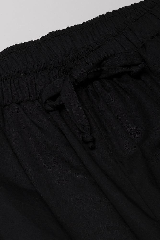Pull On Pants With Side Stripe Black