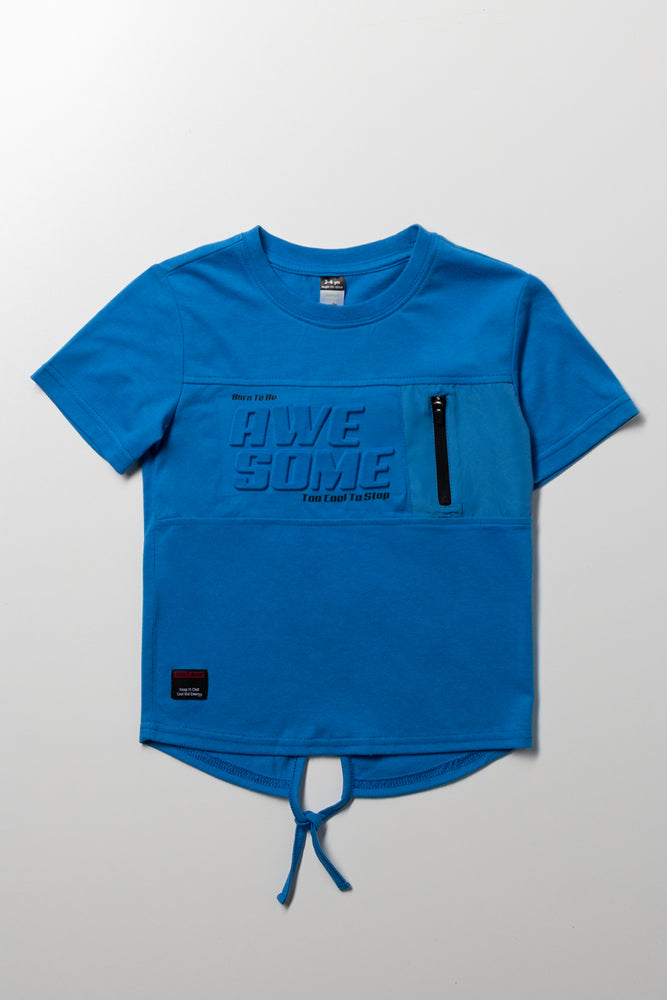 Zipper Tuxedo Short Sleeve T-Shirt Blue