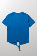 Zipper Tuxedo Short Sleeve T-Shirt Blue (2)