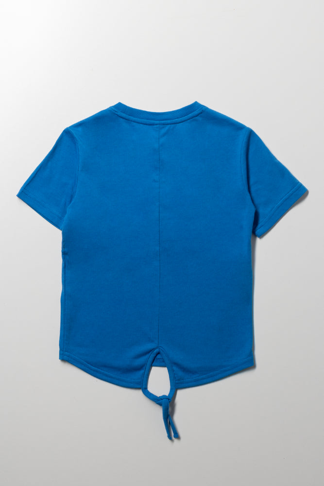 Zipper Tuxedo Short Sleeve T-Shirt Blue (2)