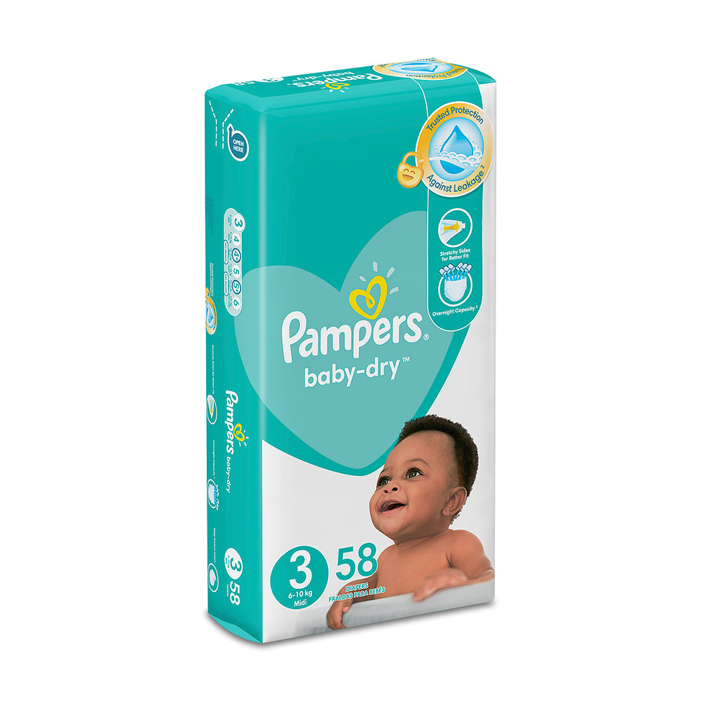 Pampers Nappies Size 3 Midi 58's
