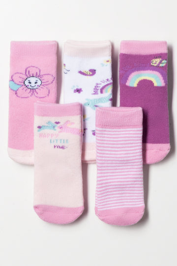 5 Pack Flower Socks Pink