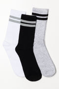 3 Pack Socks White, Black And Grey
