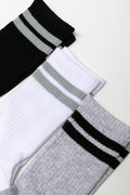 3 Pack Socks White, Black And Grey (1)