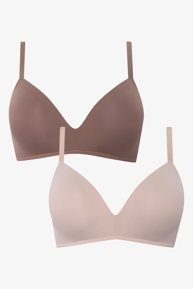 2 Pack Padded Wire Free Bras Natural