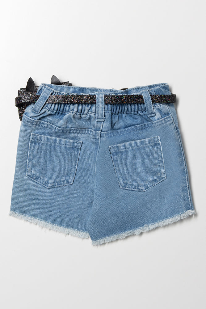 Minnie Mouse Belted Denim Shorts Light Blue (3)