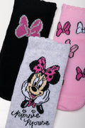 Minnie Mouse 3 Pack Socks Black, Pink And Grey (1)