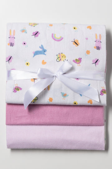 3 Pack Receiver Blankets Pink