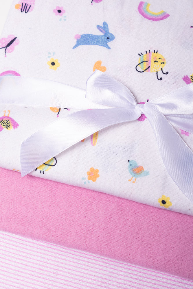3 Pack Receiver Blankets Pink (1)