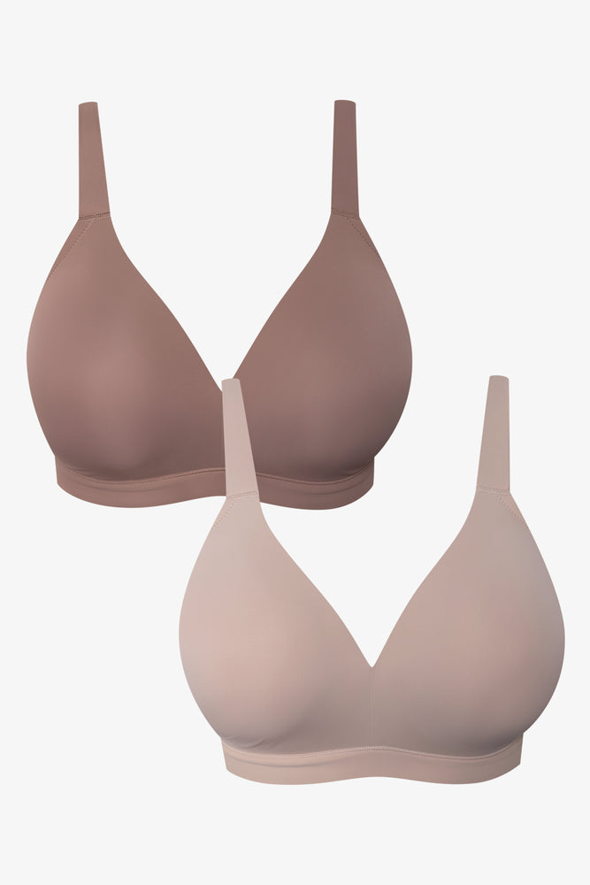 Plus Size 2 Pack Padded Wire Free Bras Natural