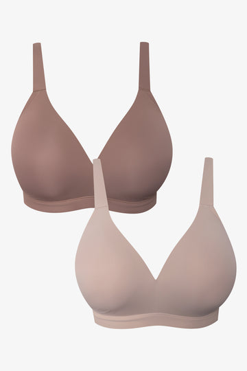 Plus Size 2 Pack Padded Wire Free Bras Natural