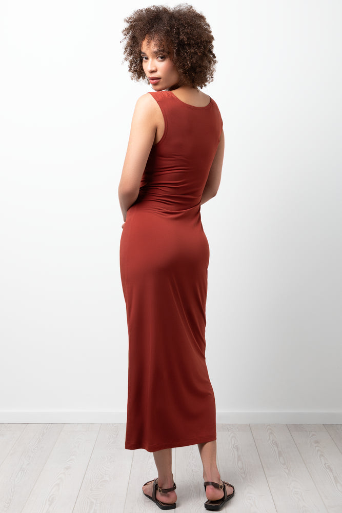 Maxi Shoulder Cut Out Dress Rust (2)