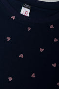 Glitter Heart Short Sleeve T-Shirt Navy (1)