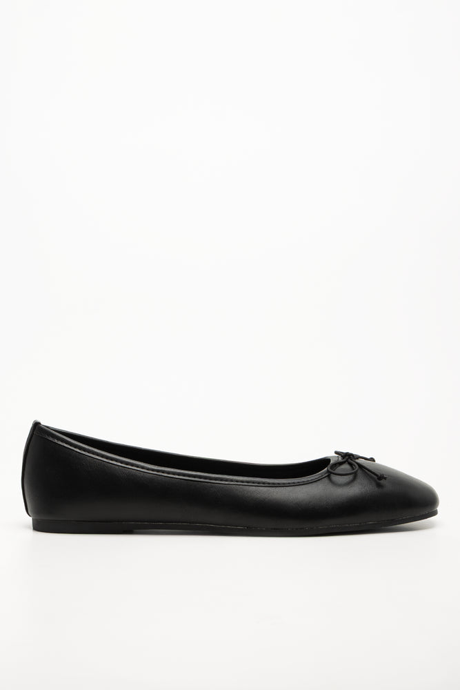 Square Toe Ballerina Pumps Black
