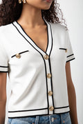 Short Sleeve Cardigan Top White (3)