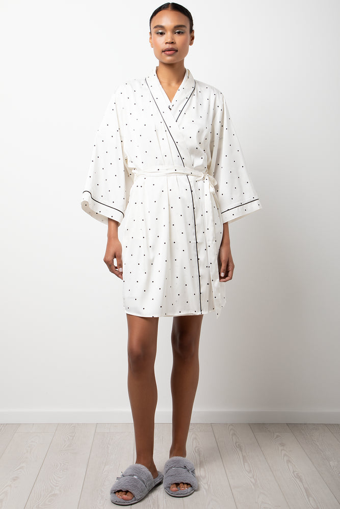 Polka Dot Satin Gown White