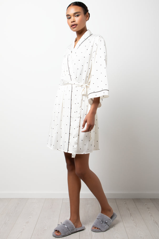 Polka Dot Satin Gown White