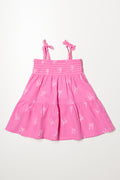 Strappy Tiered Woven Dress Pink (2)