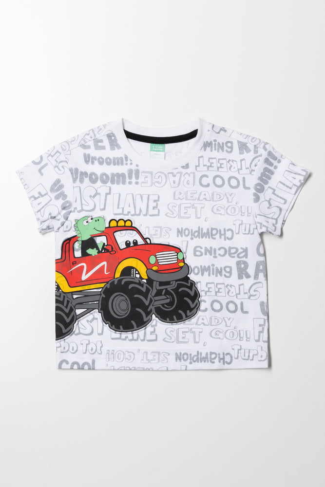 Monster Truck Embossed T-Shirt White