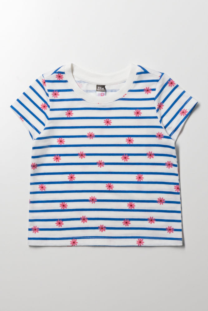Short Sleeve Stripe T-Shirt Blue And White
