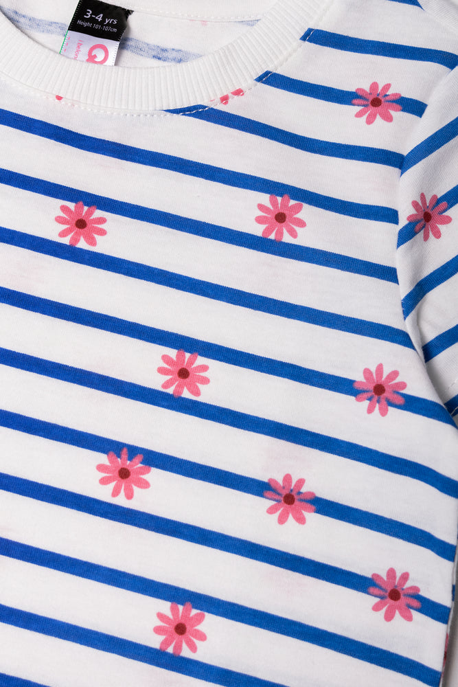 Short Sleeve Stripe T-Shirt Blue And White