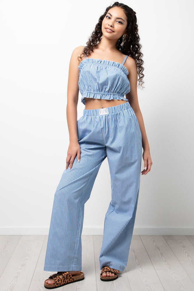 Stripe Pull On Pants Blue
