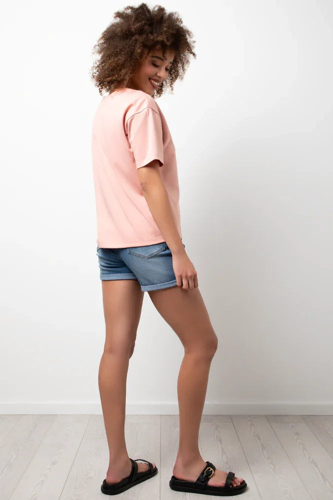 Beaute Oversized Short Sleeve T-Shirt Pink (2)