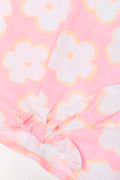 Floral Front Tie T-Shirt Pink (1)