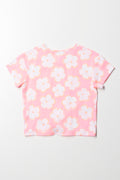 Floral Front Tie T-Shirt Pink (2)