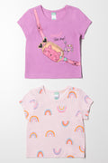 2 Pack T-Shirts Purple And Pink